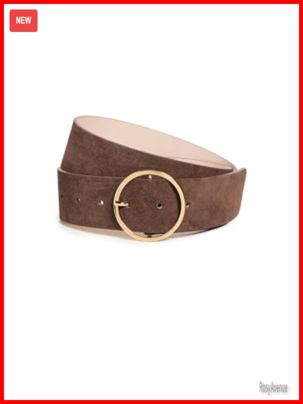 Suede Leather Buckle Belt Gold-Tone Hardware 1.75in Width